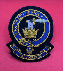 Matheson Blazer Badge Matheson Hand Embroidered Bullion Wire Clan Blazer Badge
