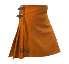 Men's Traditional 8-Yard Kilt Solid Saffron Irish & Scottish Formal Kilt