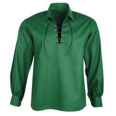 Green High Quality Jacobite Ghillie Shirts kilt Shirts Men's Jacobean Shirts