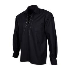 Scottish Men's Black Jacobite Ghillie Shirt – Traditional Highland Kilt Shirt