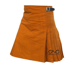 Men's Traditional 8-Yard Kilt Solid Saffron Irish & Scottish Formal Kilt