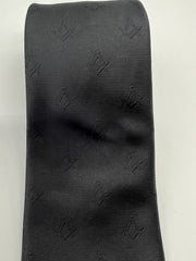 Masonic Square & Compass Black Tie Handmade Freemason Lodge Gift Formal Neck Tie