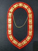 Masonic Shriners Regalia Dress Collar Red Velvet Gold Metal Chain Collar