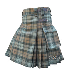 Men's Scottish Gordon Weathered Tartan Leatherstrap kilt is made of Acrylic Wool