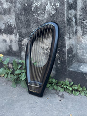 Black 10-String Pentatonic Lyre Harp, Premium Wooden Harp with Tuning Key & Extra Strings
