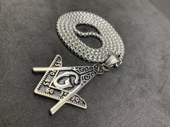 Freemason Masonic Square & Compass G Pendant Necklace Stainless Steel Chain Charm Unisex Jewelry