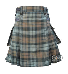 Men's Scottish Gordon Weathered Tartan Leatherstrap kilt is made of Acrylic Wool