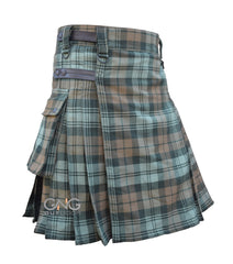 Men's Scottish Gordon Weathered Tartan Leatherstrap kilt is made of Acrylic Wool