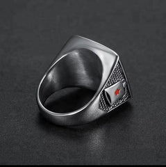 Masonic Shriner Men’s Ring Stainless Steel Shriner Symbol Freemason Square Signet Ring