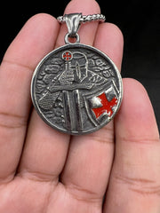 Knights Templar Sword & Shield Pendant Masonic Regalia KT Medallion Necklace Unisex