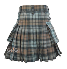 Men's Scottish Gordon Weathered Tartan Leatherstrap kilt is made of Acrylic Wool