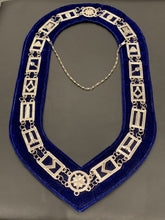 Masonic Master Mason Silver Chain Collar on Blue Velvet – Masonic Regalia Collar