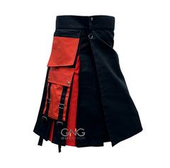 Men's Scottish Orange Pleat Utility kilt Halloween kilt Highland Fashion kilt