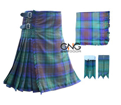Scottish Isle of Skye 8 Yard Kilt for Men with Matching Flashes and Fly Plaid