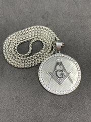 Masonic Square & Compass Silver G Symbol Pendant Freemason Unisex Necklace Charm Masonic Jewelry