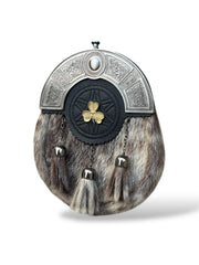 Scottish Gold Badge Kilt Sporran 3 Tassel Antique Sporran Faux Fur Highland Sporran| Scottish Kilt Accessory