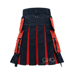 Men's Scottish Orange Pleat Utility kilt Halloween kilt Highland Fashion kilt