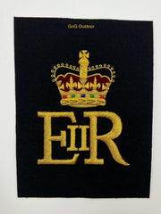 Her Majesty The Queen’s Cypher EIIR Gold On Black Hand Embroidered Cypher Frame