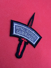 Royal Marine Commando Dagger Badge Embroidered Red Dagger On Black Iron On Patch