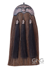 Brown Horse Hair Sporran Cow Cantle Three Black Tassels Bagpiper Kilt Sporran