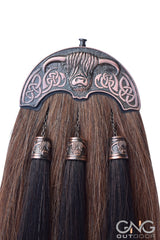 Brown Horse Hair Sporran Cow Cantle Three Black Tassels Bagpiper Kilt Sporran