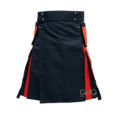 Men's Scottish Orange Pleat Utility kilt Halloween kilt Highland Fashion kilt