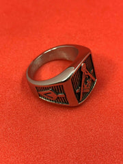 Masonic Square & Compass G Ring Stainless Steel Freemason Symbol Men’s Ring
