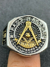 Men’s Past Master Masonic Ring Gold Tone Freemason York Rite Square & Compass Ring