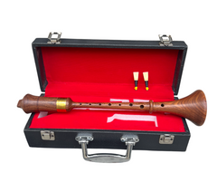 Rosewood Small A Rauschpfeife Wooden Medieval Shawm Instrument with Reeds and Carrying Case