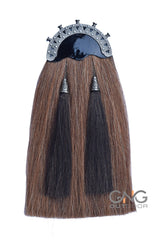 Scottish Brown Horse Hair Sporran Two Black Tassels Bagpiper Kilt Sporran