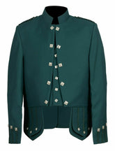Mens Green Sheriffmuir Doublet Kilt Jacket Military Piper Drummer Doublet Jacket