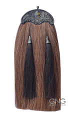 Brown Horse Hair Thistle Sporran Two Black Tassels Bagpiper Kilt Sporran