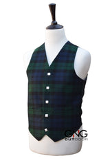 Men's Black Watch Tartan Waistcoat – 5 Button Scottish Wedding Kilt Vest