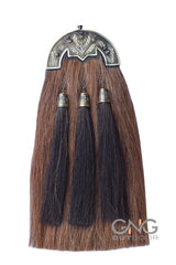 Brown Horse Hair Thistle Sporran Three Black Tassels Bagpiper Kilt Sporran