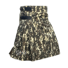 Men's Camo Leatherstrap kilt Cargo Pocket Utility kilt Size 28 to 60" inch