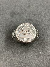 Masonic All Seeing Eye Pyramid Ring Freemason Eye of Providence Stainless Steel Men’s Signet Ring