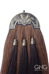 Brown Horse Hair Thistle Sporran Three Black Tassels Bagpiper Kilt Sporran