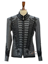 Grey Napoleonic Hussar Wool Military uniform jacket Handmade Scottish Jacket