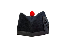 Men Plain Black Glengarry Hat Red pom pom Piper Bonnet Hat Military Kilt Cap
