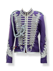 Purple Napoleonic Hussar Wool Military uniform jacket Handmade Scottish Jacket