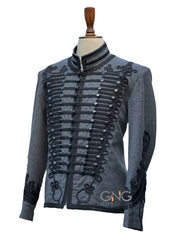 Grey Napoleonic Hussar Wool Military uniform jacket Handmade Scottish Jacket