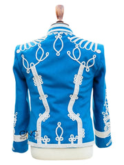 Sky Blue Napoleonic Hussar Wool Military uniform jacket Handmade Scottish Jacket