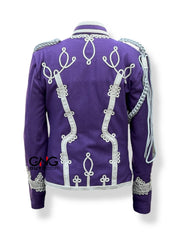 Purple Napoleonic Hussar Wool Military uniform jacket Handmade Scottish Jacket
