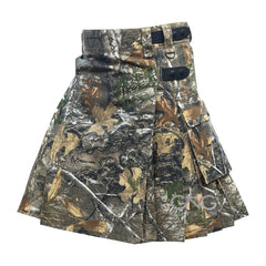 Men Tree Camo Leatherstrap kilt Camouflage Cargo Pocket Kilt Size 28 to 60" inch