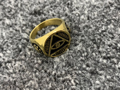 Masonic All Seeing Eye Ring Freemason Pyramid Eye Stainless Steel Men’s Signet Ring