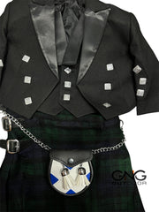 Boys Traditional Highland Dress Set Tartan Kilt, Formal Jacket & Saltire Sporran