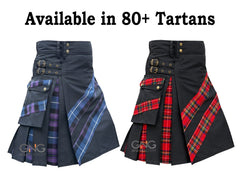 Scottish Gothic Kilt Tartan Pleats Men Highland Utility Kilt Size 28-62