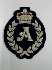 Silver Bullion Wire Alphabet Crest Blazer Badge Hand Embroidered Jacket Patch | Custom Letter Applique
