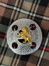 Men's Stone Brooch Scottish Golden Lion Rampant Badge Chrome Finish kilt Brooch