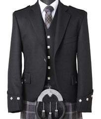Men's Black Scottish Argyle Kilt Jacket & Waistcoat – Traditional Highland Wedding Suit